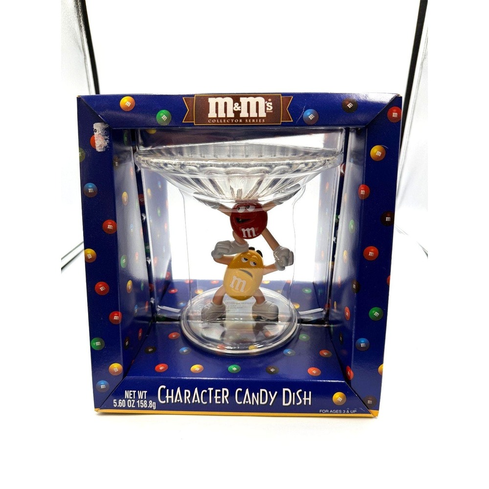 M&M's Collectors Series Crystallized Acrylic Yellow Red Character Candy Dish NEW